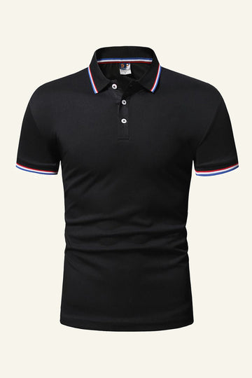 Men's Black Cotton Short Sleeve Men Casual Polo Shirt